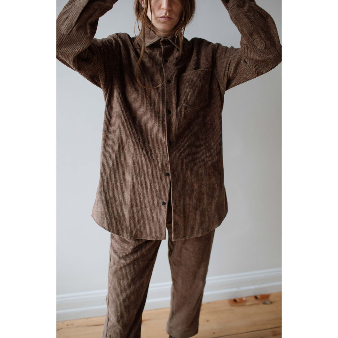 Blluemade Oversized Shirt in Smoke Corduroy