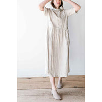 Pas de Calais C/L Stripe Short Sleeve Dress in Natural