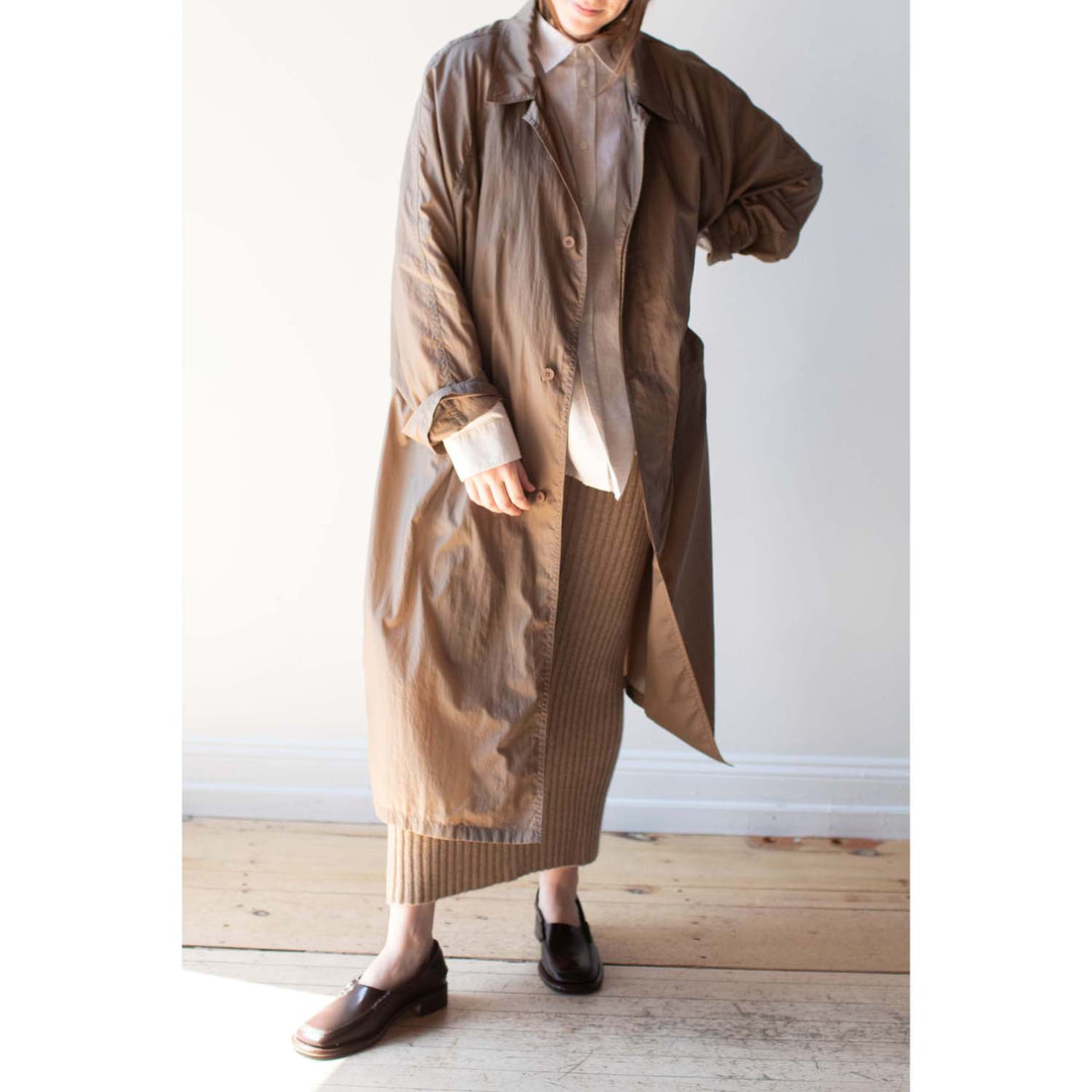 Hope Flood Nylon Coat in Mid Beige