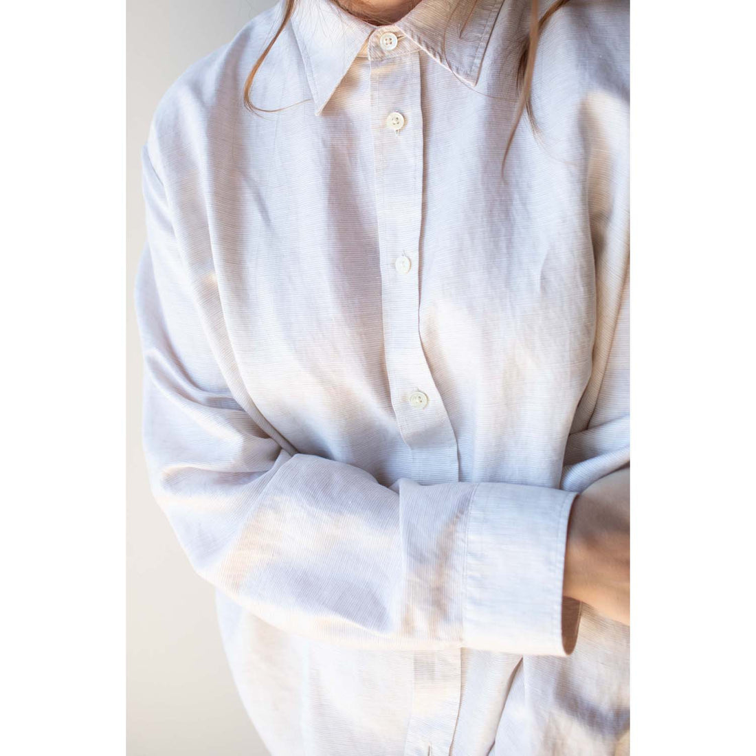 Hope Elma Edit Clean Shirt in Light Beige Micro Stripe