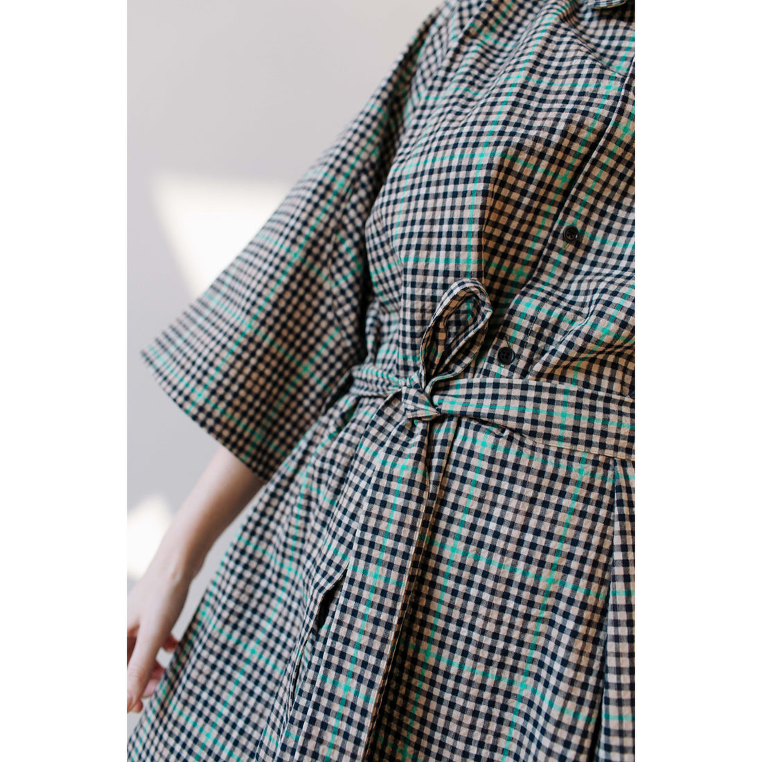 Henrik Vibskov Transfer Dress in Brown Green Checks