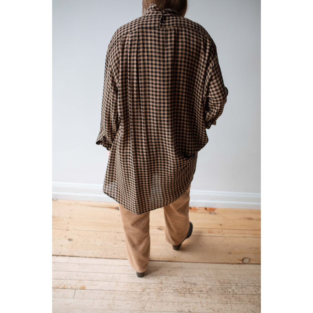 Henrik Vibskov Flip Shirt in Beige Black Checks