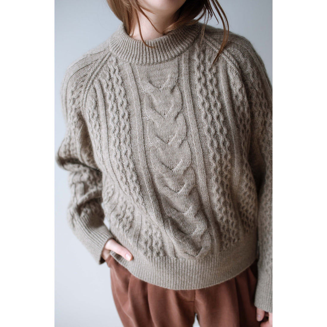 Studio Nicholson Molve Cable Knit Crew Neck in Oatmeal