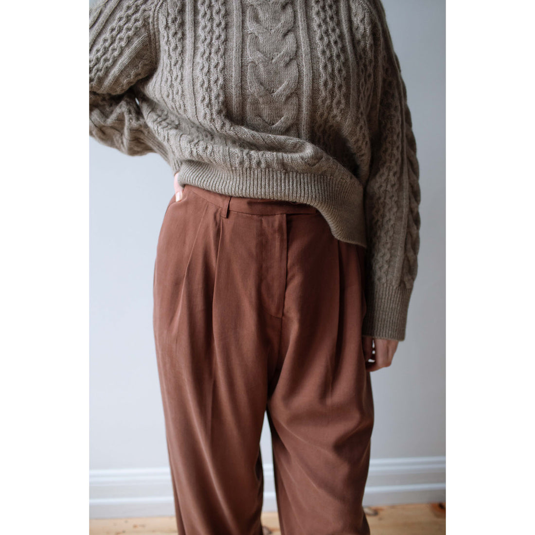 Studio Nicholson Molve Cable Knit Crew Neck in Oatmeal