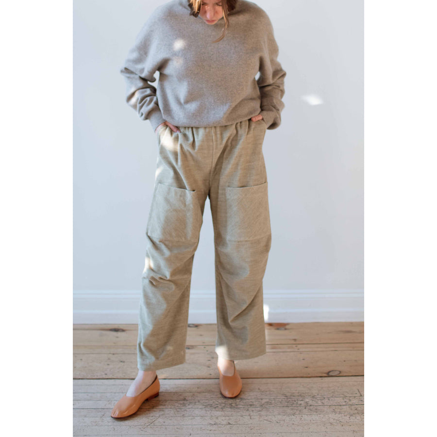 KasMaria Elastic Waist Pant in Heather Cotton