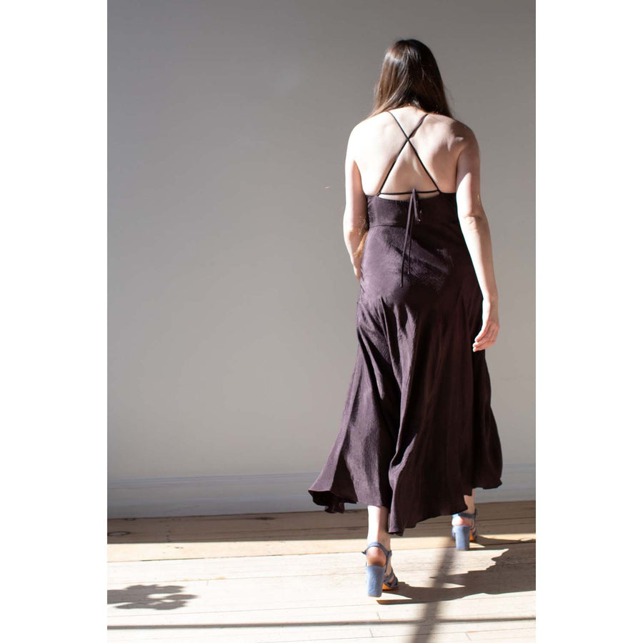 Nomia Cross Back Maxi Dress in Raisin