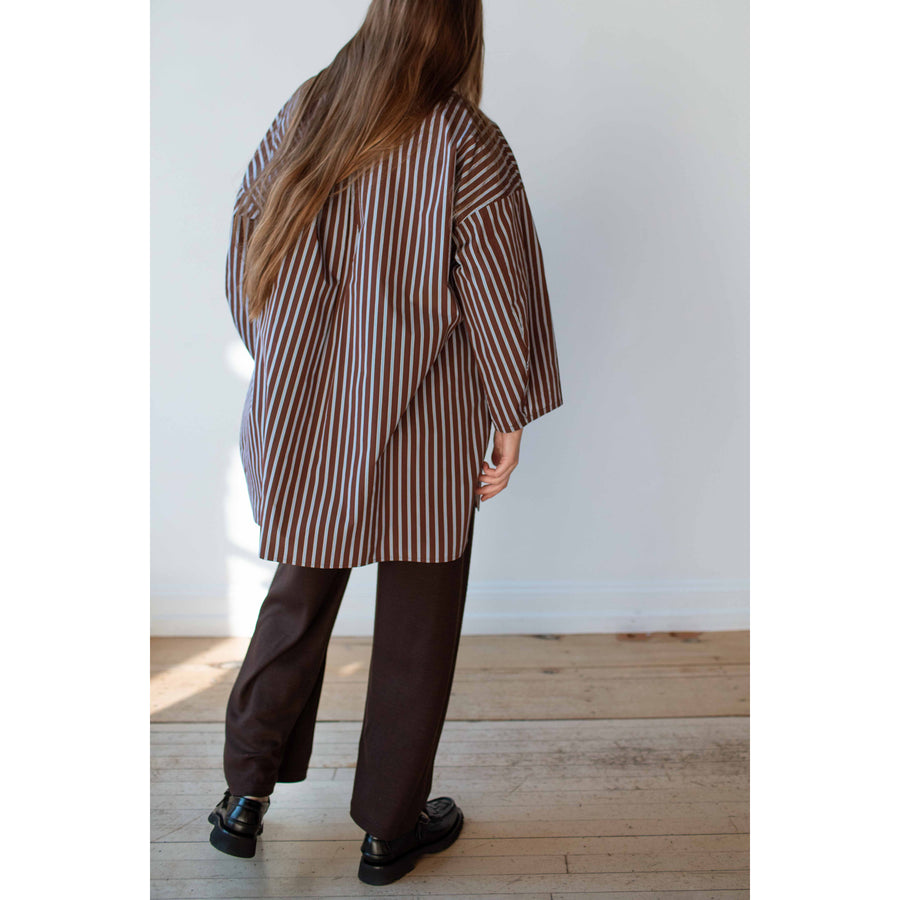 Black Crane Wool Straight Pants in Cacao