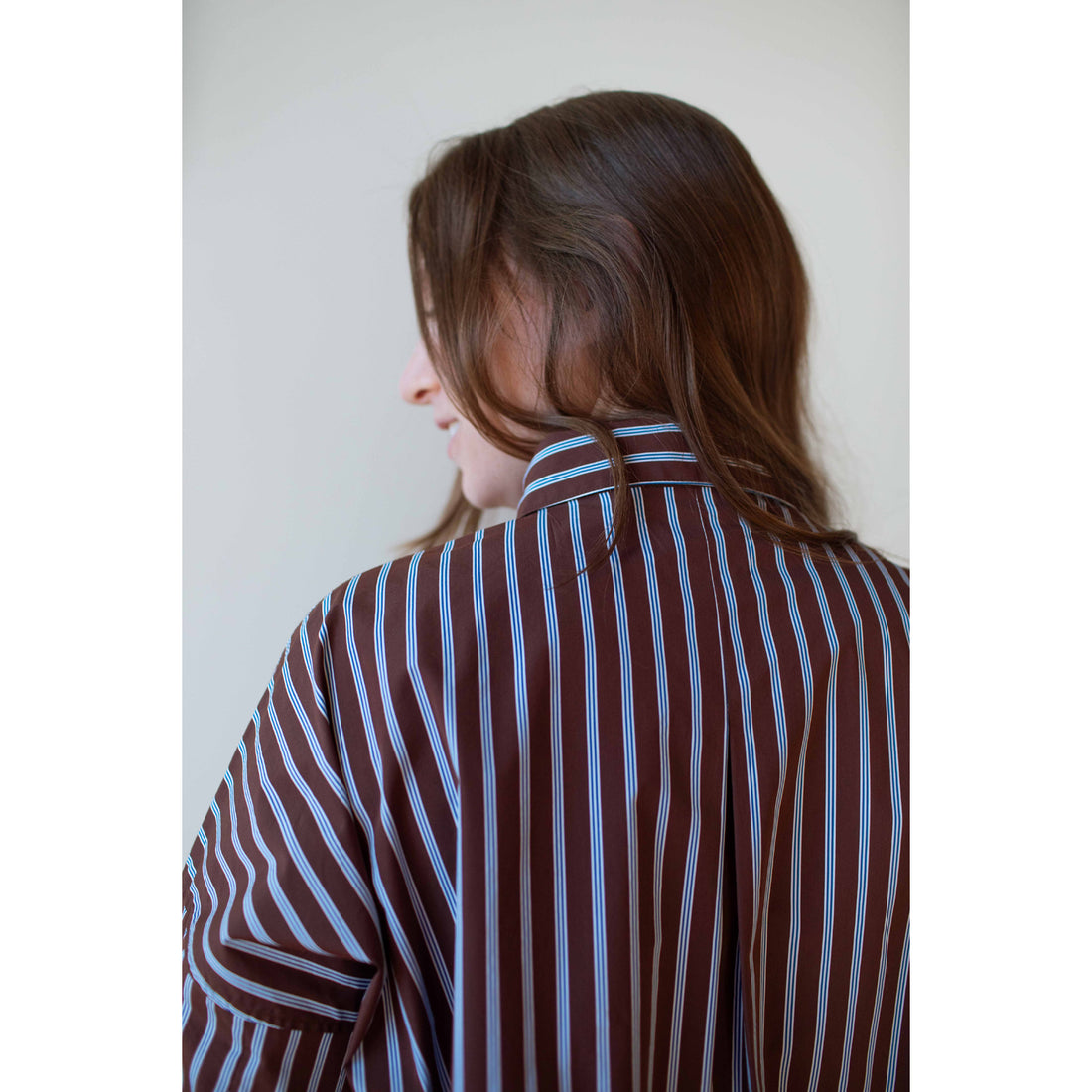 KasMaria Smock Shirt Dress in Stripe Cotton-Blend Taffeta