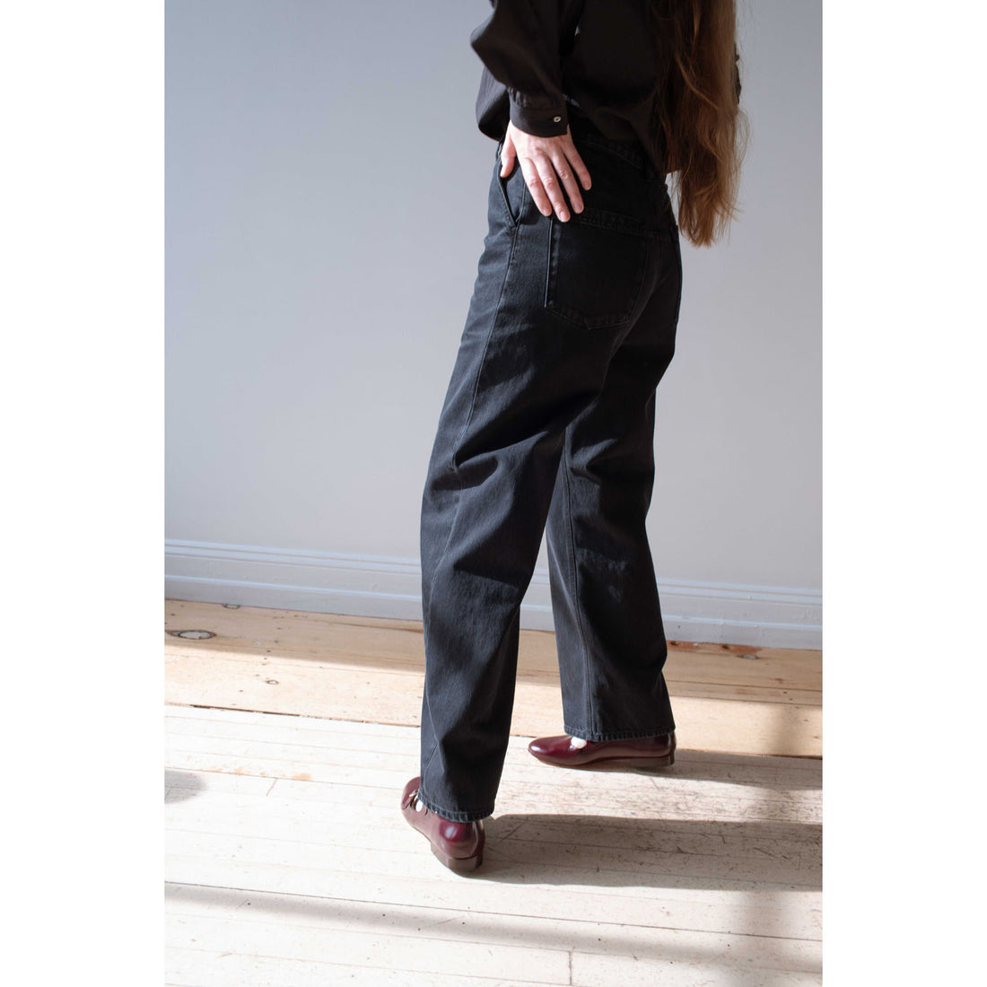 Kallmeyer Wide Leg Column Jeans in Onyx