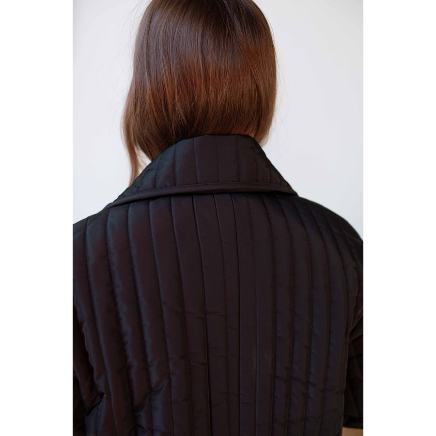 Nomia Quilted Overcoat in Black