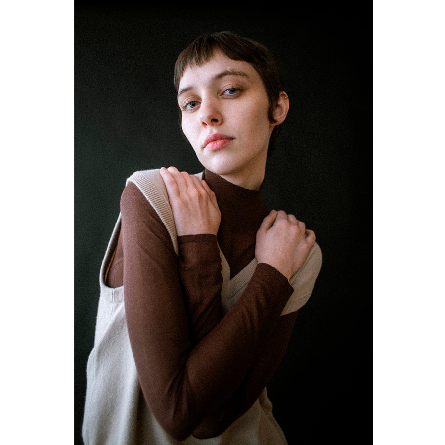 Kallmeyer Lyra Sheer Turtleneck in Russet