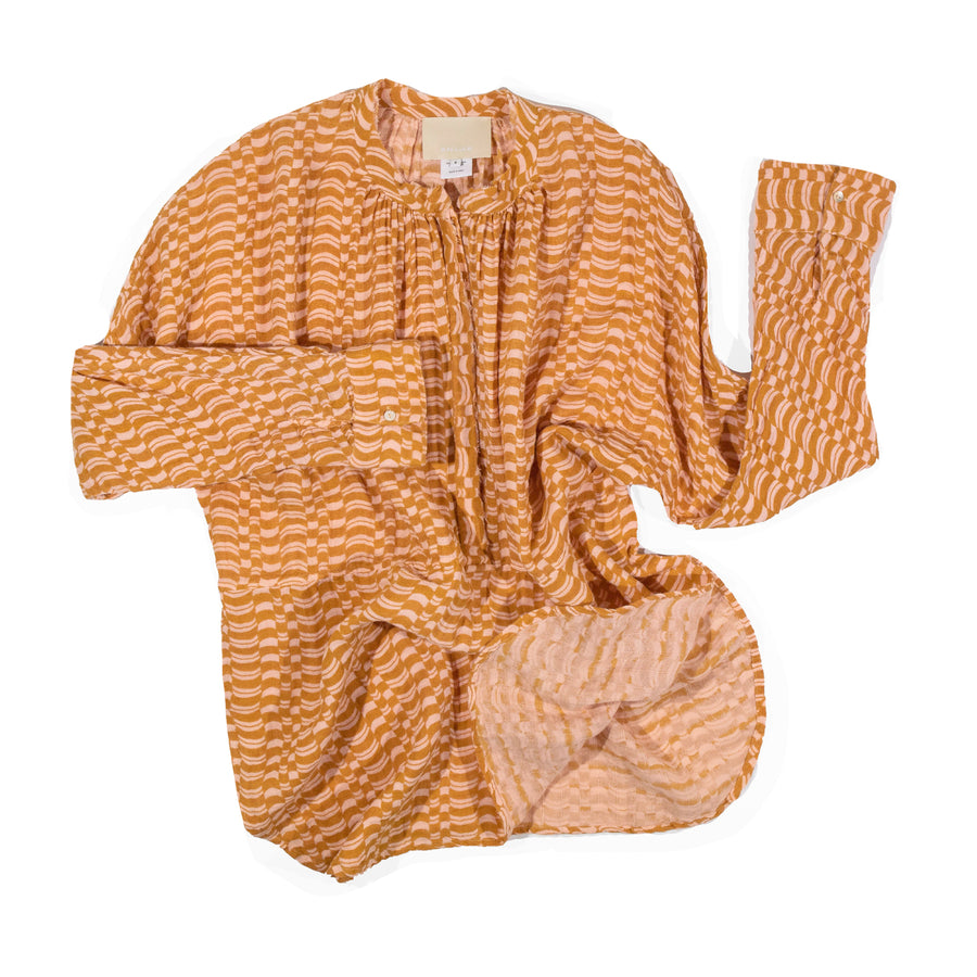 Anaak Mekong Henley Tunic in Cantaloupe Swirl