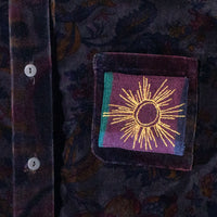 Anntian Velvet Shirt in Darkblue with Flowers