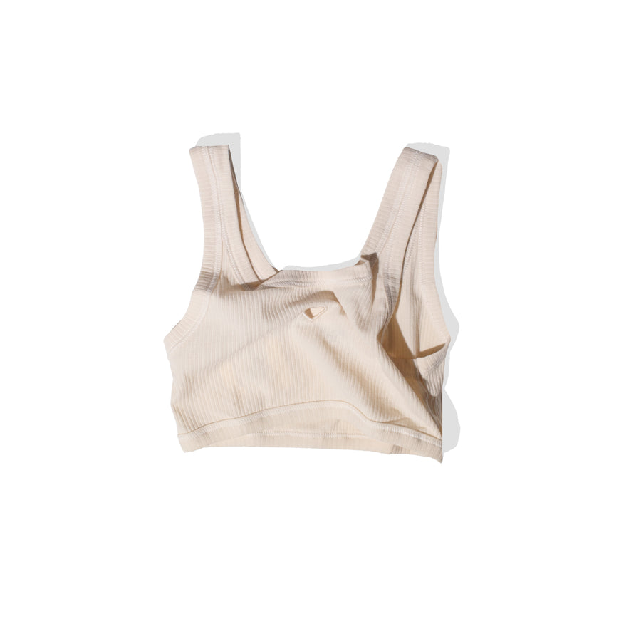 Baserange Heart Bra in Undyed Cotton Rib