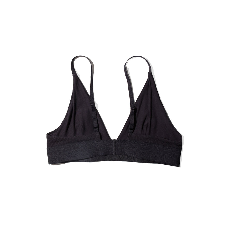 Baserange Triangle Bra in Black Cotton Rib