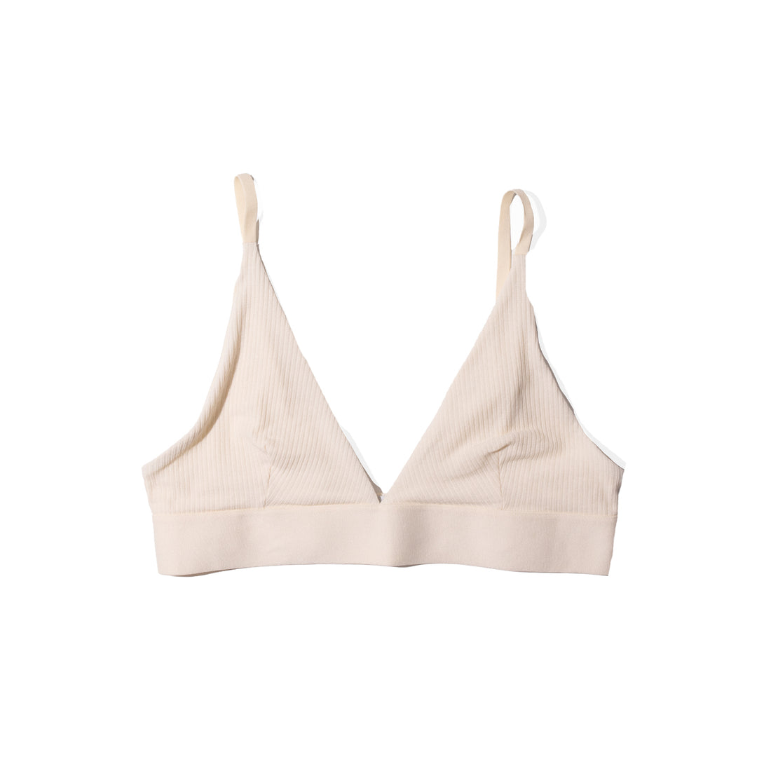 Baserange Triangle Bra in Off White Cotton Rib