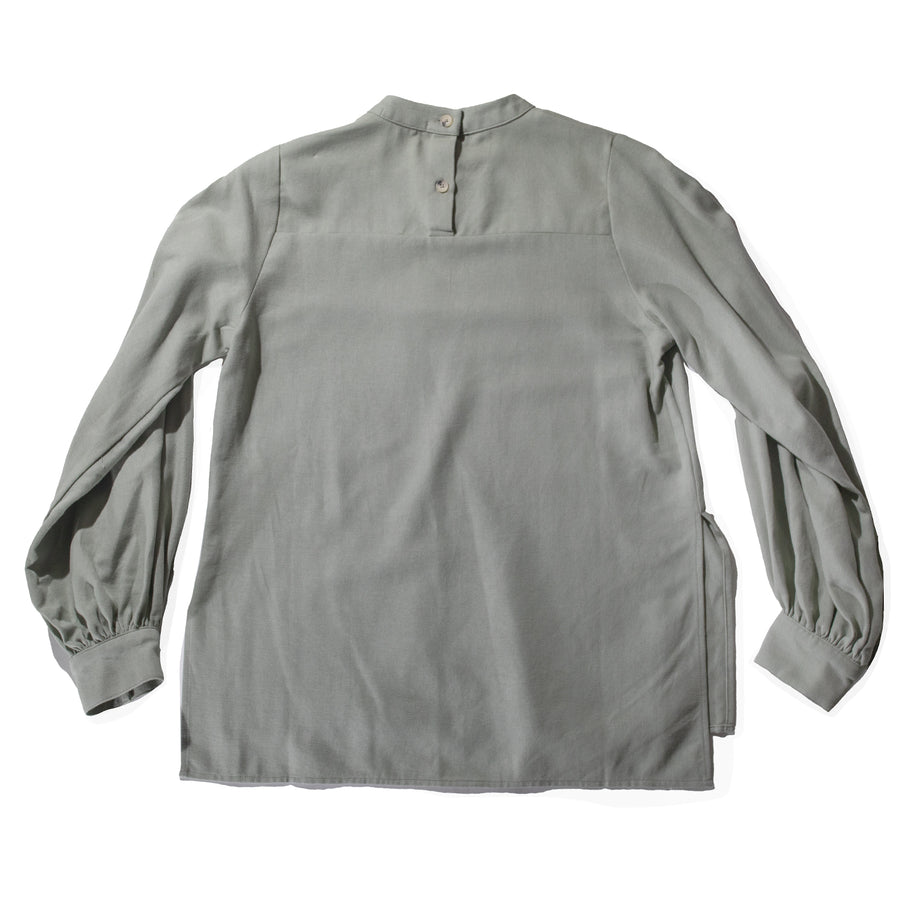 Black Crane Puff Sleeve Blouse in Agave