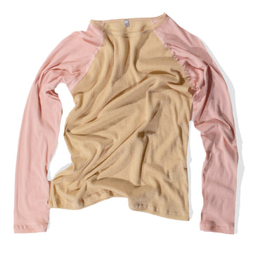 Baserange Gene Long Sleeve Tee in Hen Yellow/Buio Pink