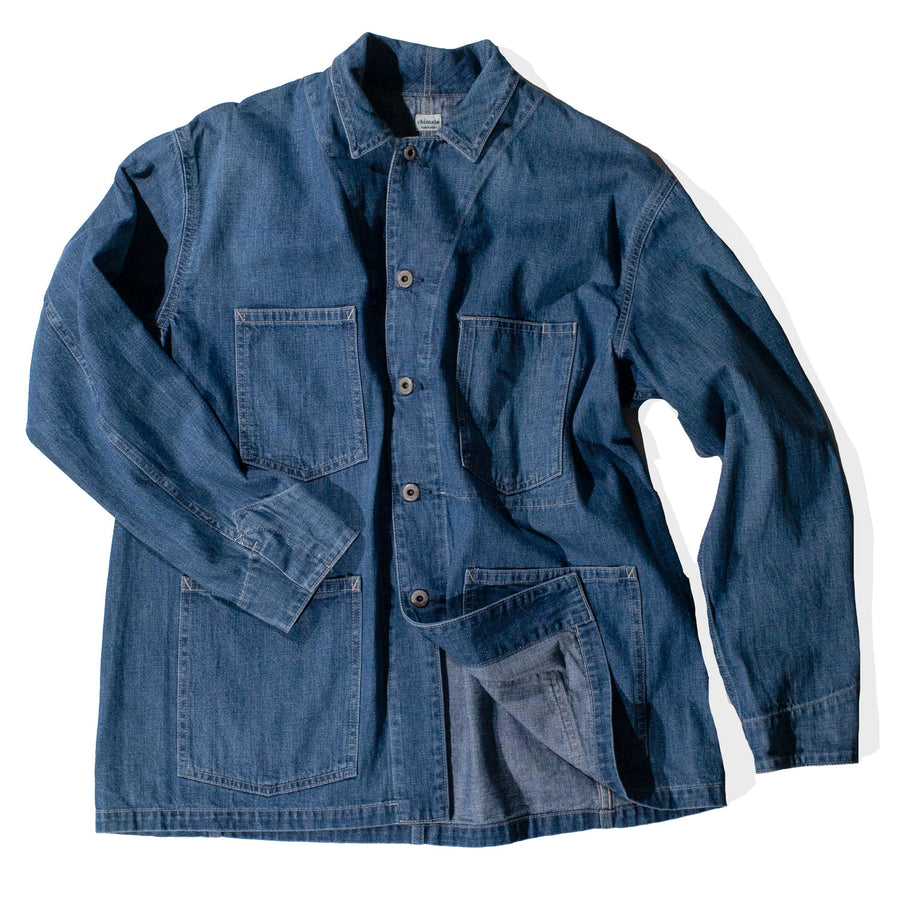 Chimala Unisex Width Denim Chore Jacket in Medium Vintage