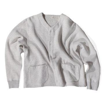 Chimala Vintage Sweat Cardigan in Gray Brushed Fleece