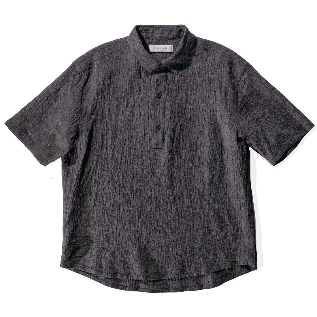 Evam Eva Linen Cotton Polo Shirt in Sumi