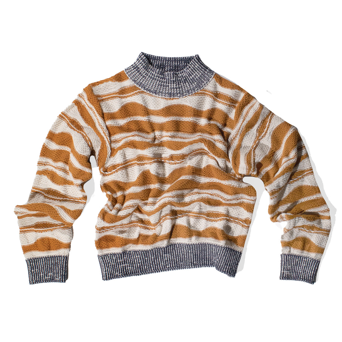 Henrik Vibskov Wave Knit Jumper in Rust Beige Mountain Waves