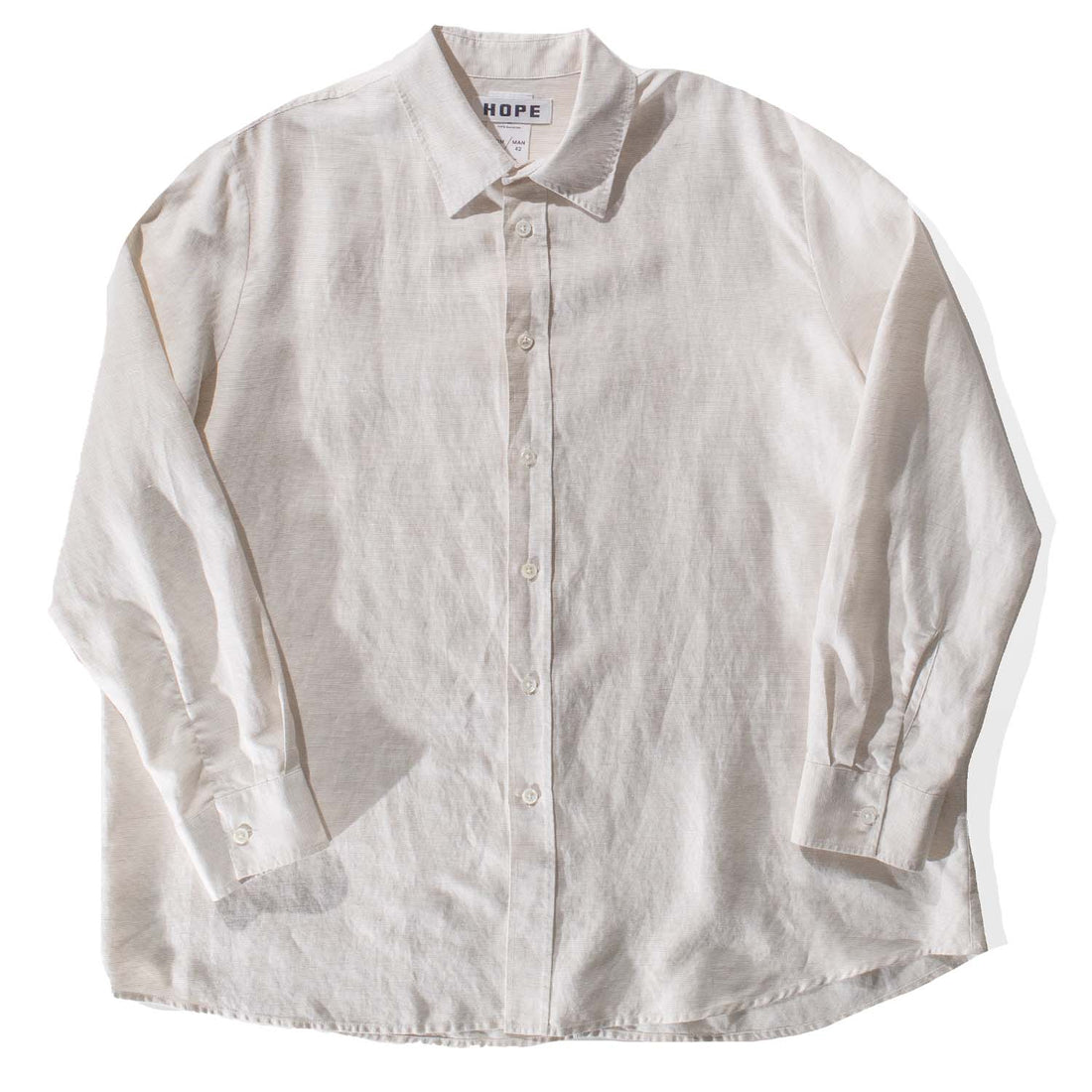 Hope Elma Edit Clean Shirt in Light Beige Micro Stripe