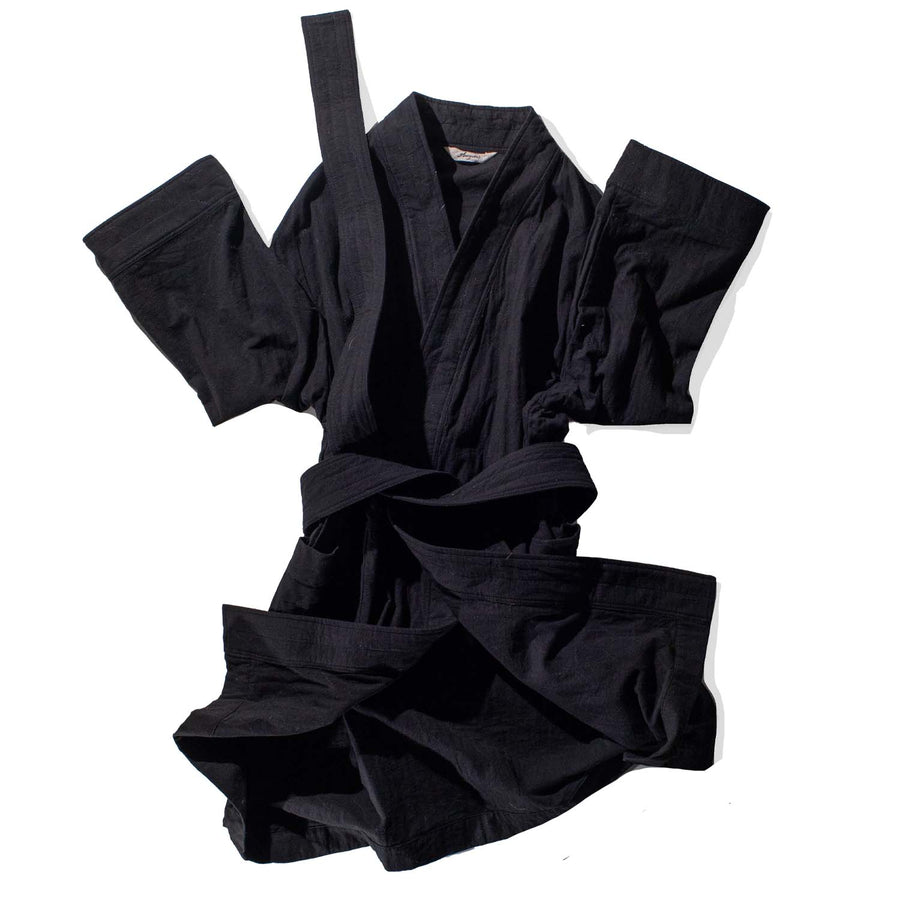 Ichi Antiquités Azumadaki Cotton Quilt Robe in Black