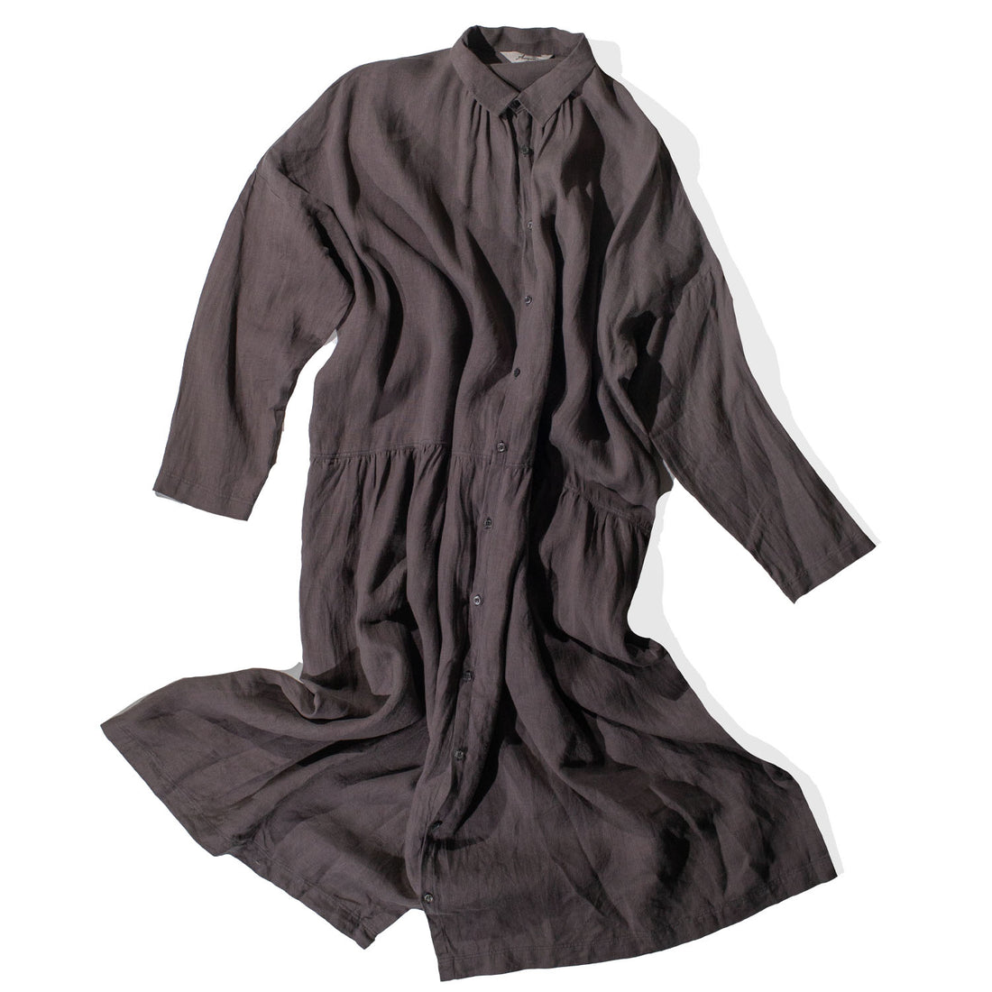 Ichi Antiquités Color Linen Dress in Charcoal