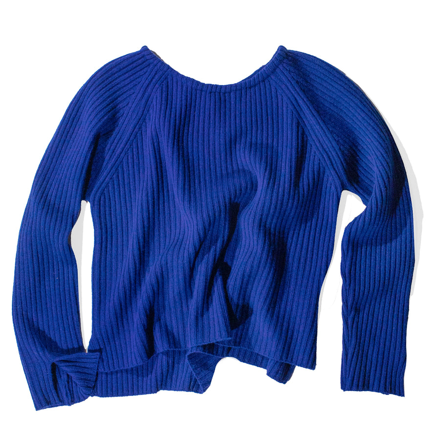 Ichi Antiquités Rib Knit Pullover in Blue