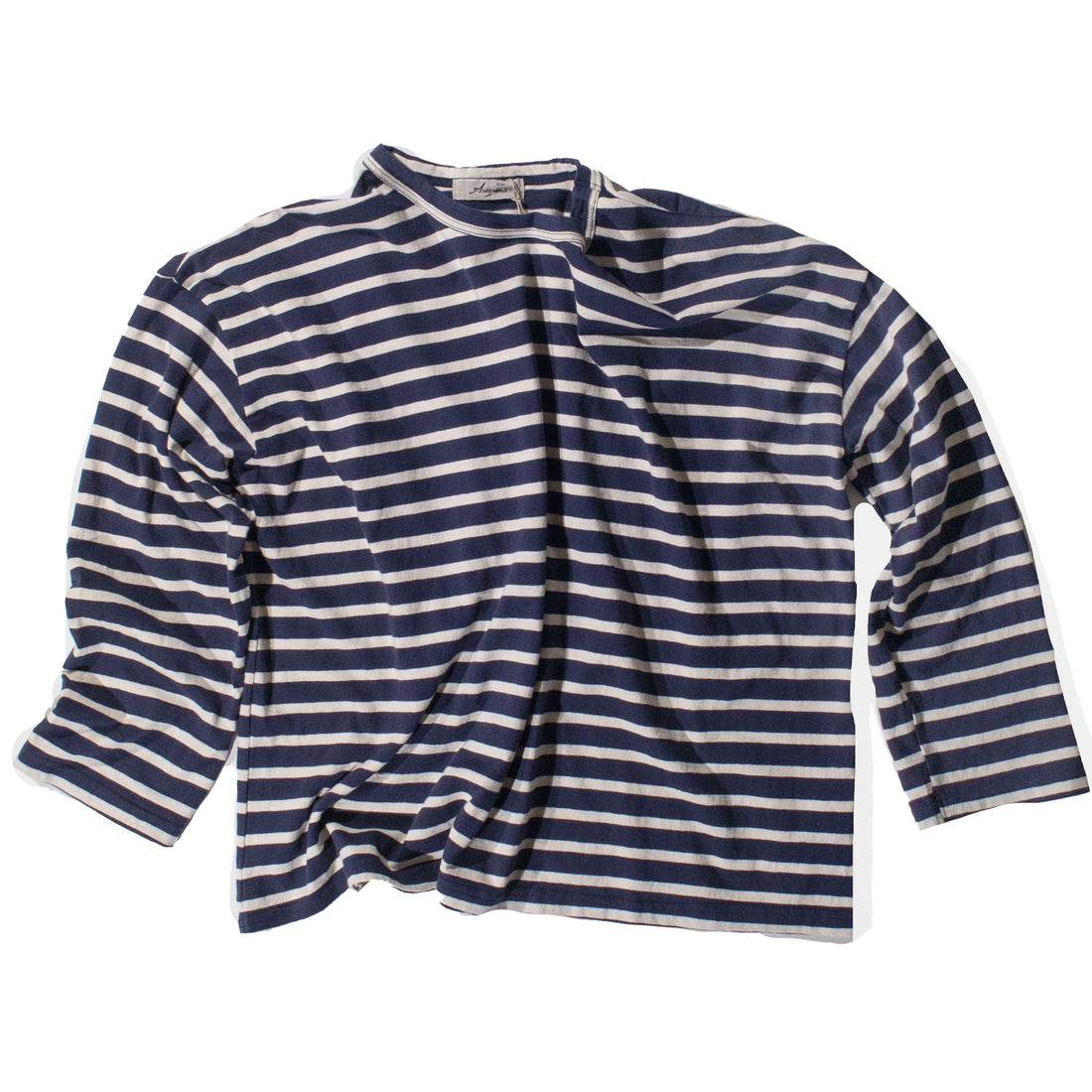 Ichi Antiquités Striped Knit Cotton Pullover in Navy x Natural