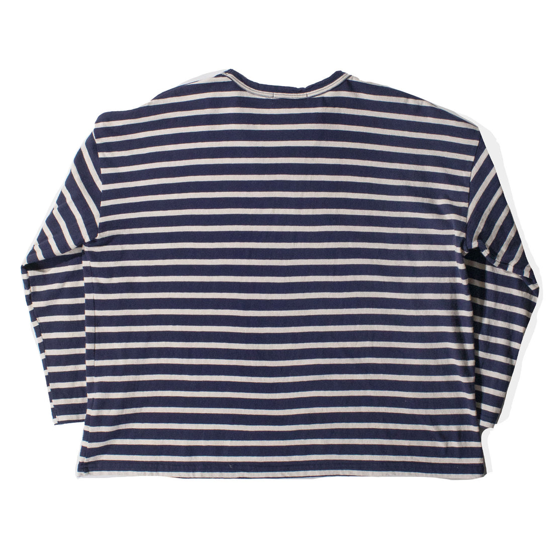 Ichi Antiquités Striped Knit Cotton Pullover in Navy x Natural