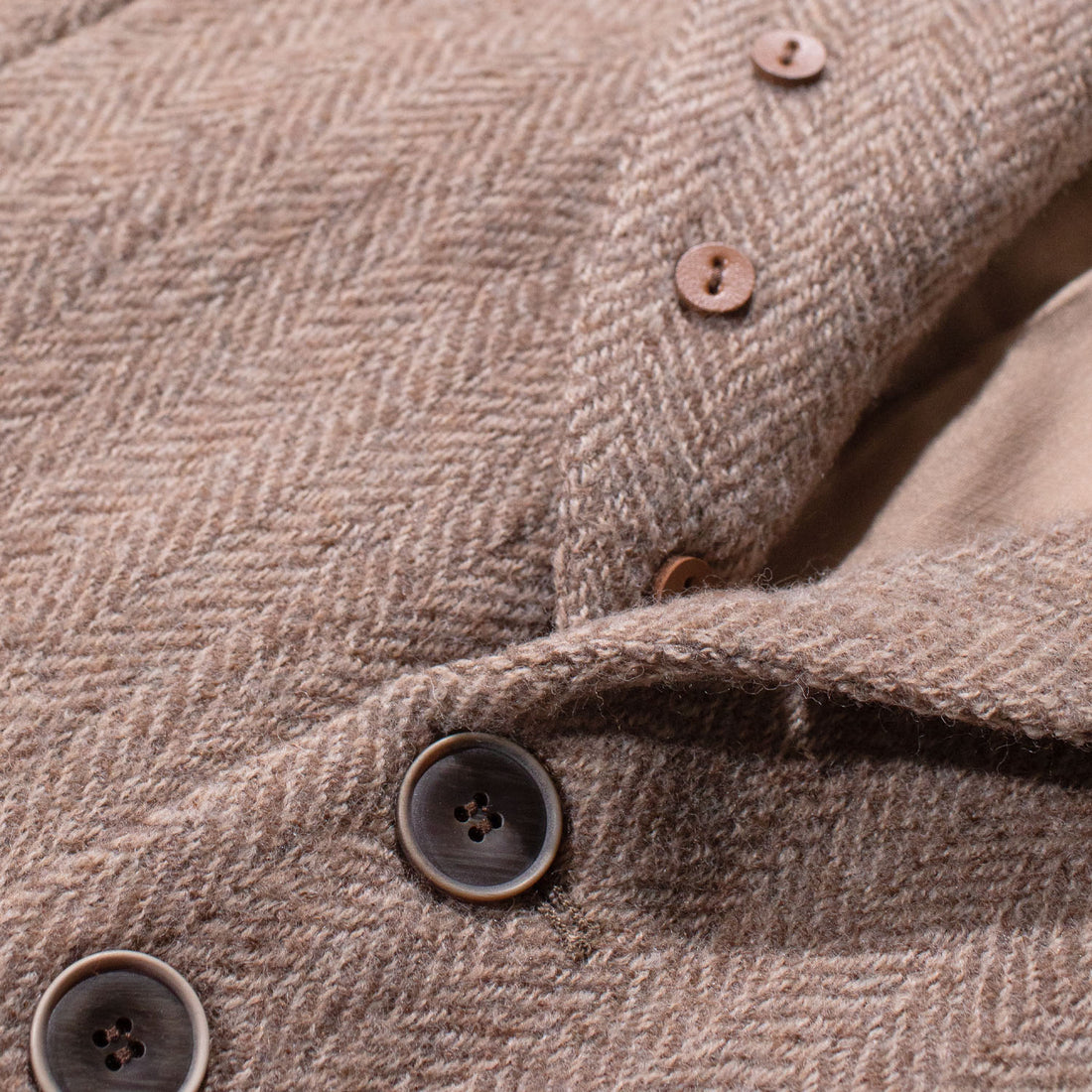 Ichi Antiquités Wool Herringbone Jacket in Mocha Beige