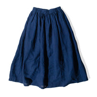 Ichi Antiquités Woven Linen Skirt in Indigo Dark