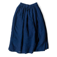 Ichi Antiquités Woven Linen Skirt in Indigo Dark