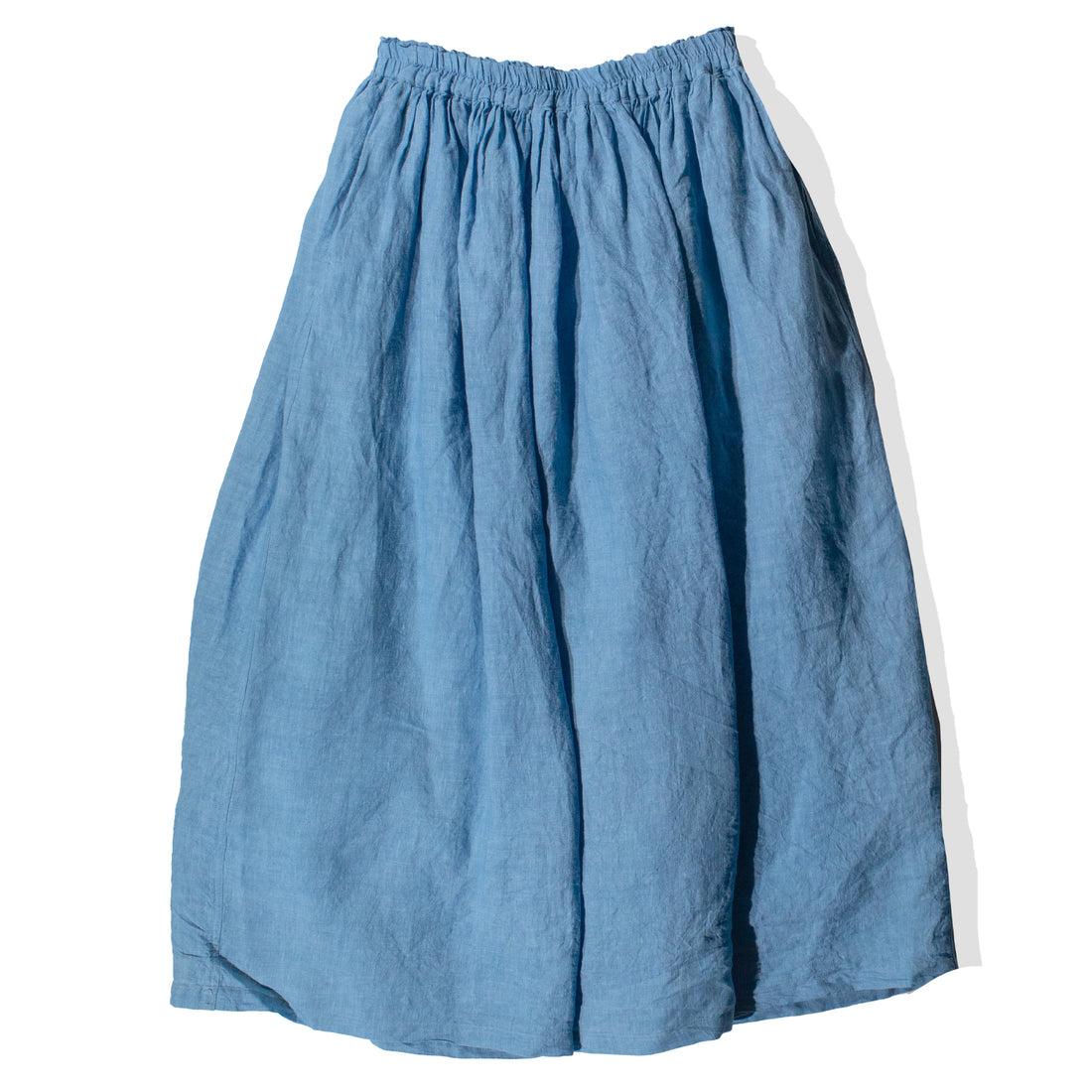 Ichi Antiquités Woven Linen Skirt in Indigo Light