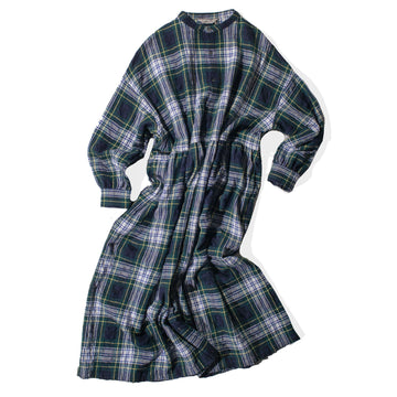 Ichi Antiquités Wool Washer Tartan Dress in Green