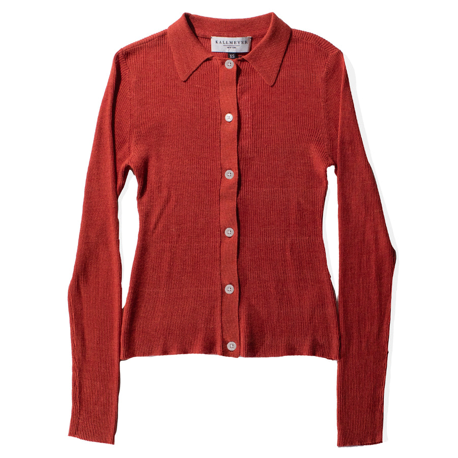 Kallmeyer Cropped Slinky Cardigan in Tomato