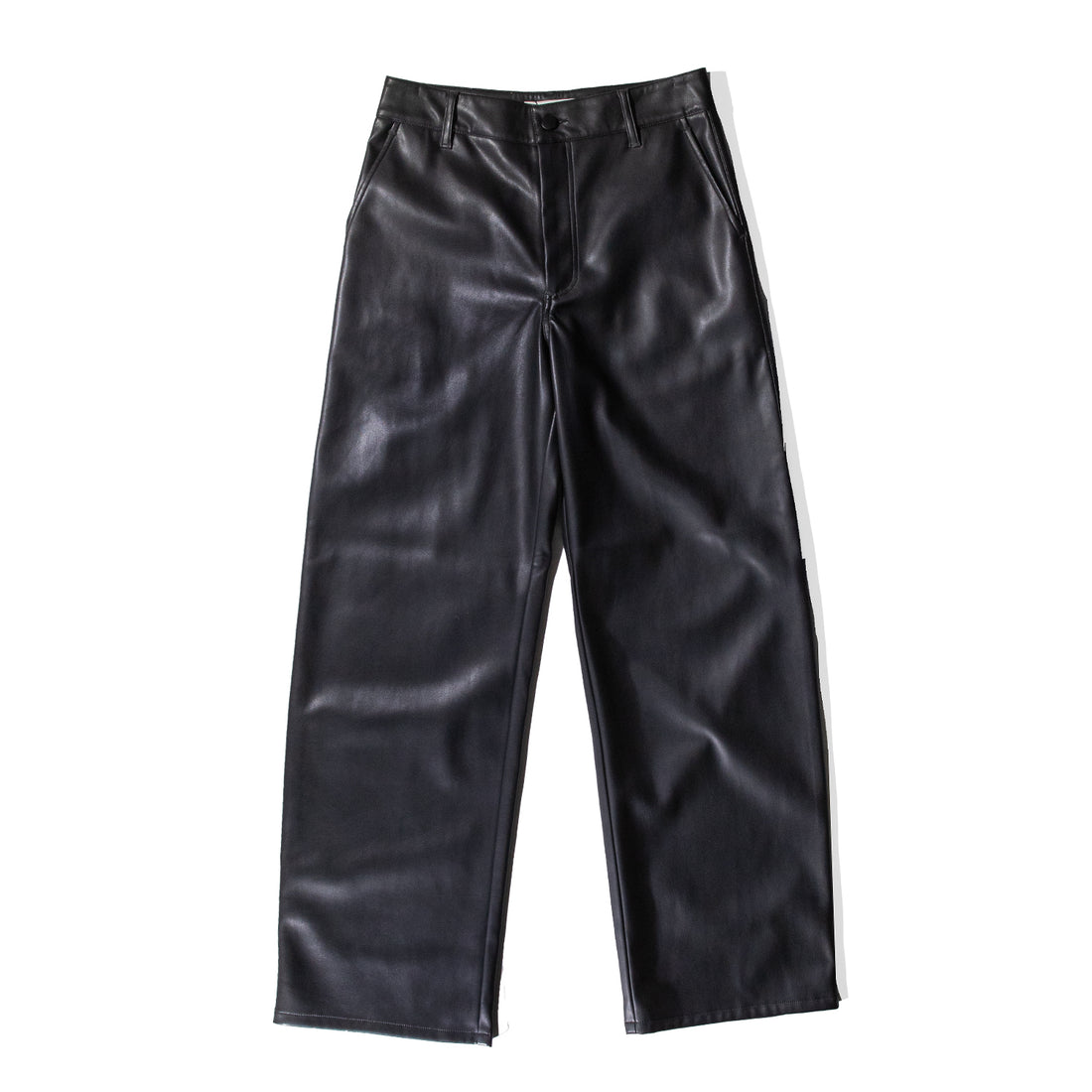 Kallmeyer Wide Leg Column Jeans in Black Heavy Faux Leather