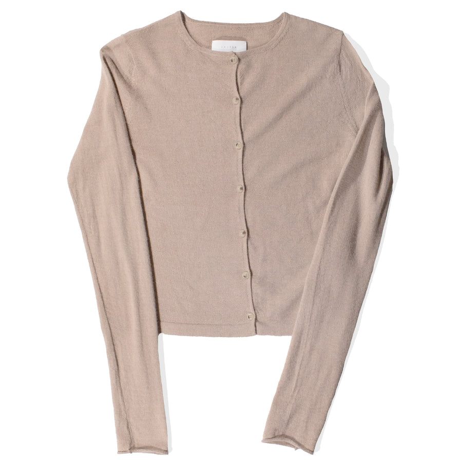 Lauren Manoogian Super Fine Crewneck Cardigan in Camel