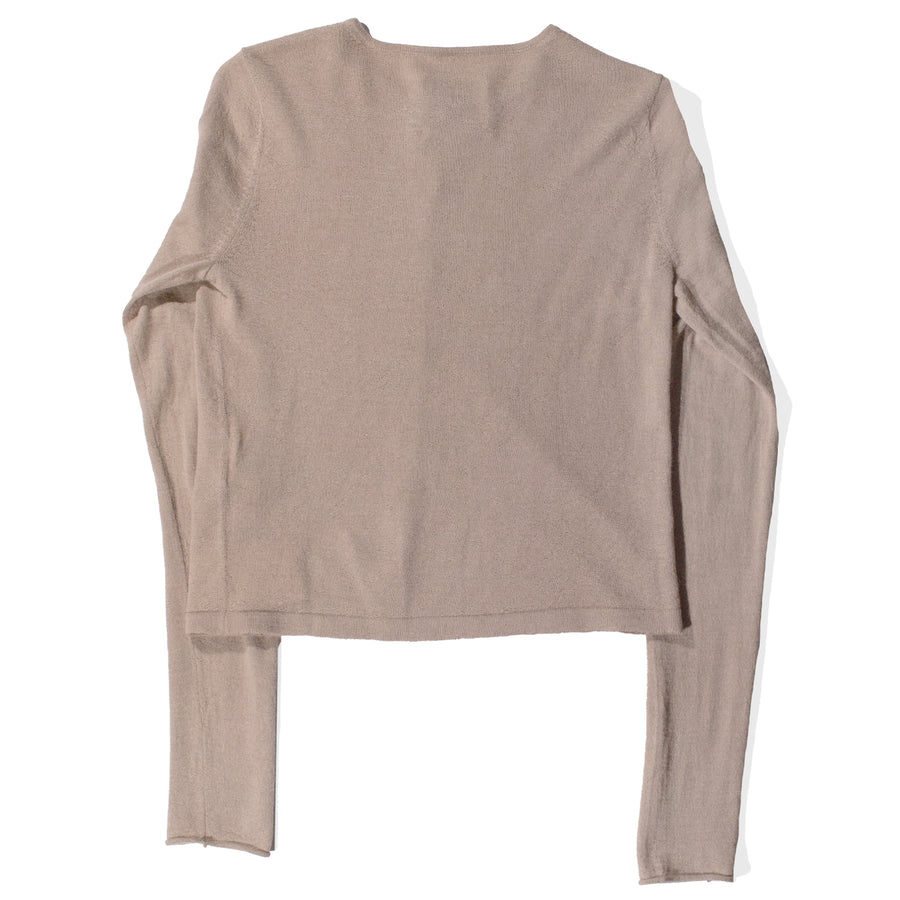 Lauren Manoogian Super Fine Crewneck Cardigan in Camel