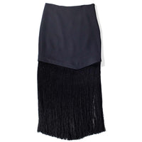 Nomia Asymmetric Fringe Skirt in Black