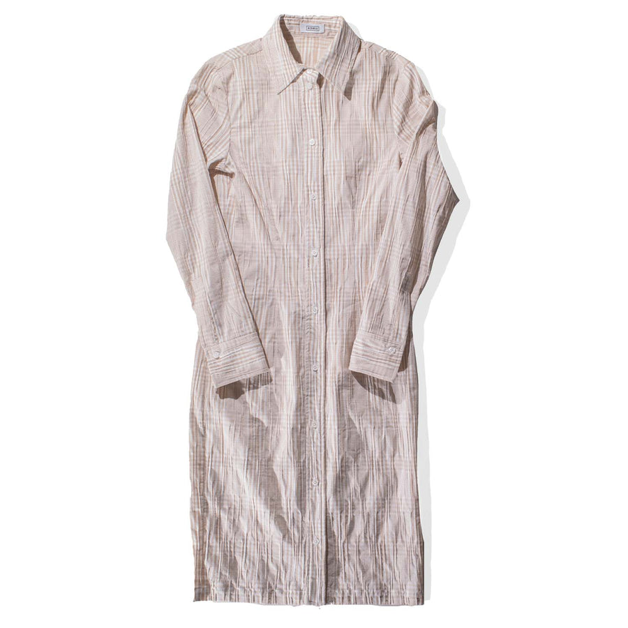 Nomia Fitted Shirtdress in Wheat and White