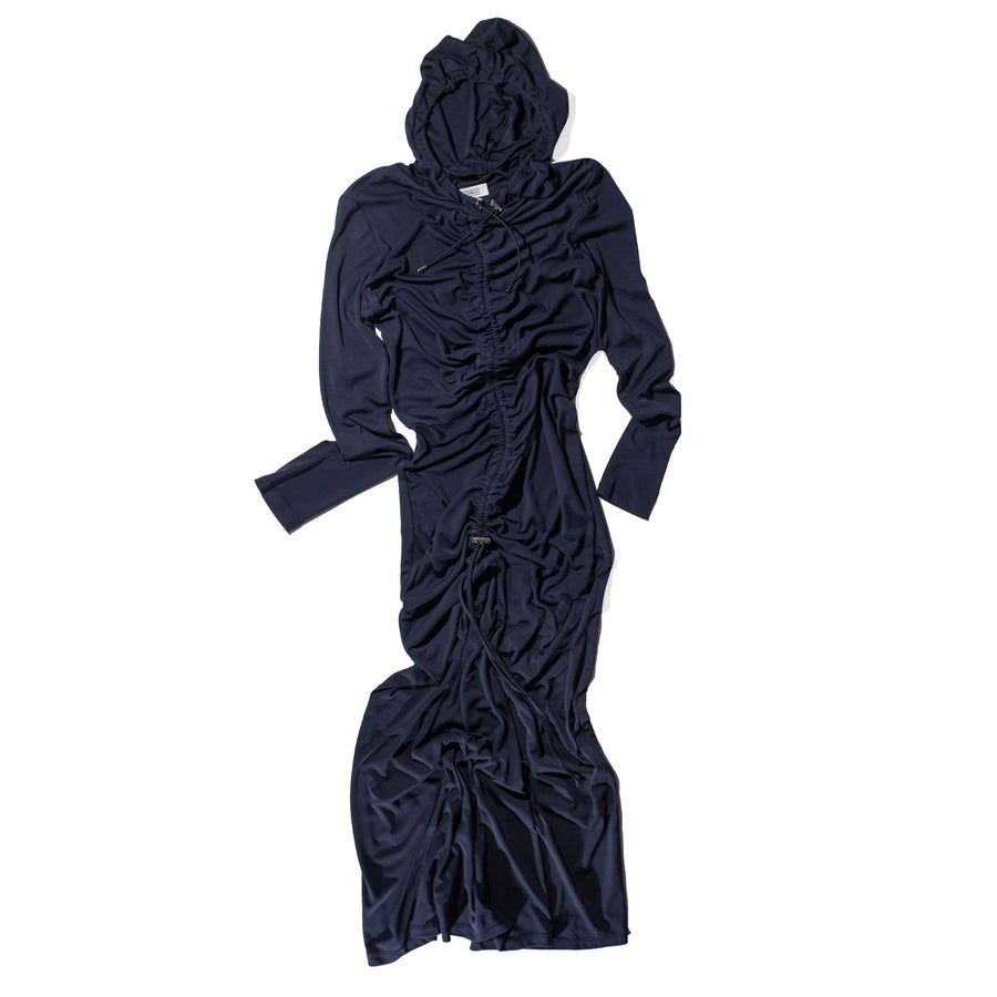 Nomia Hooded Gathered Maxi Dress in Midnight