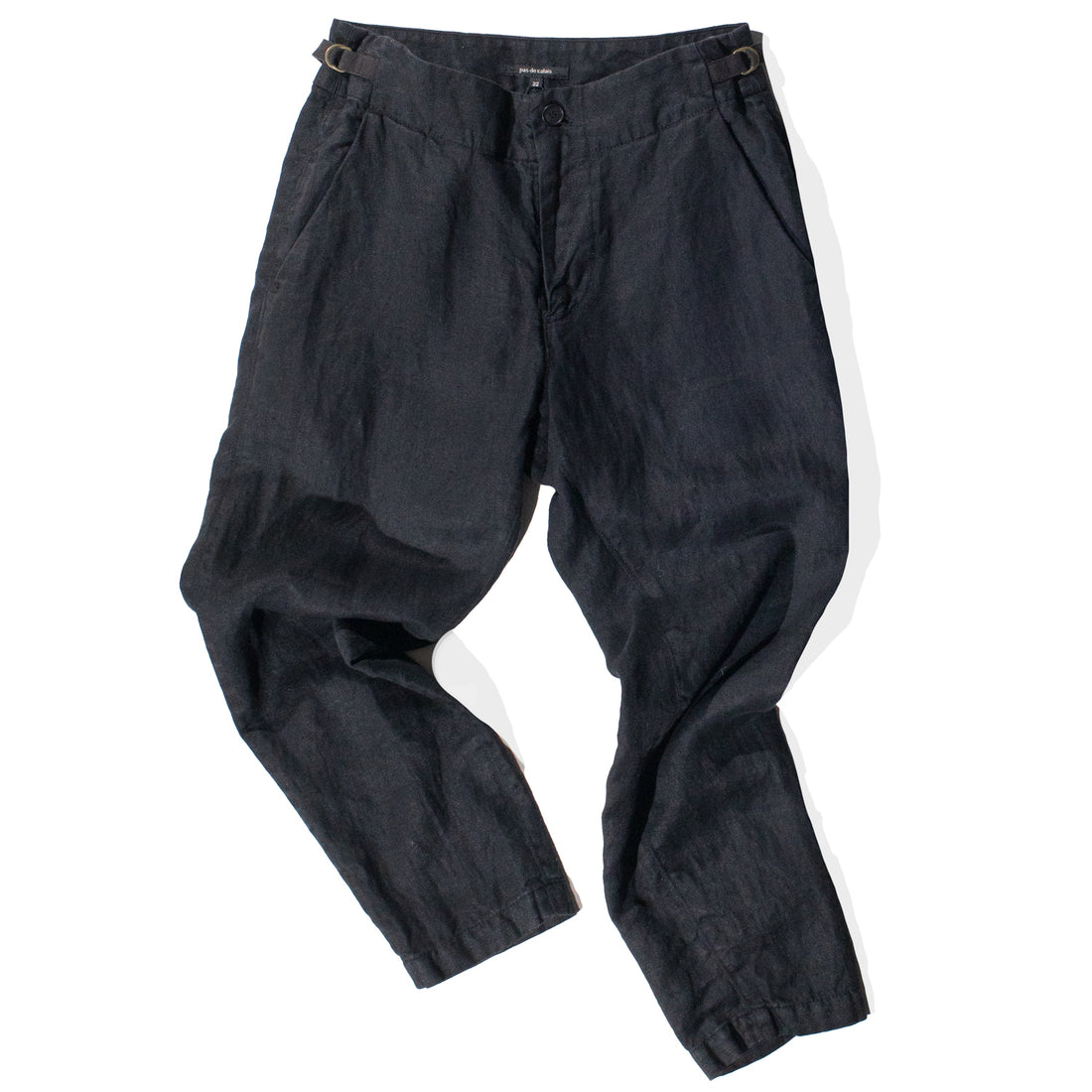 Pas de Calais Linen Twill Tapered Pants in Black