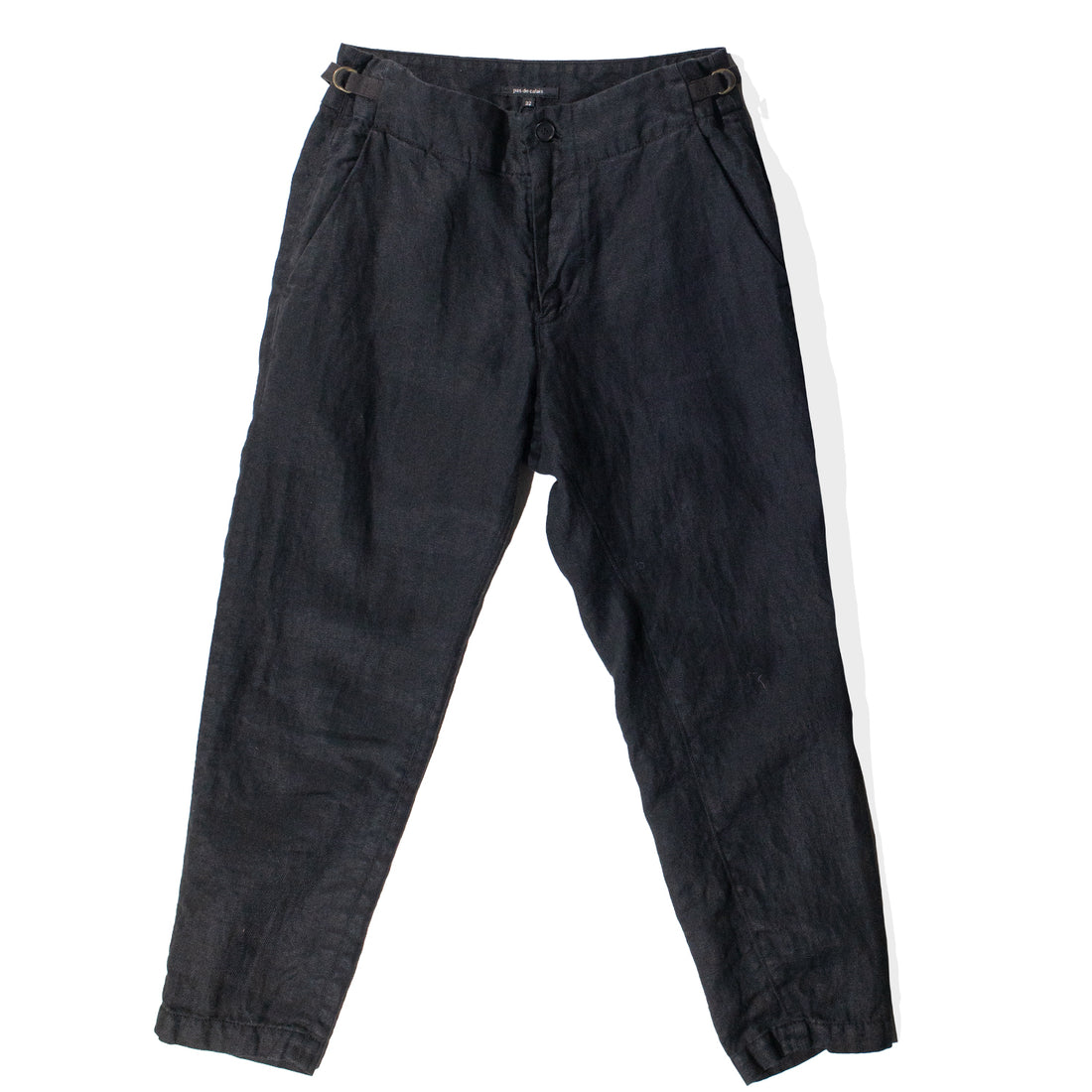 Pas de Calais Linen Twill Tapered Pants in Black