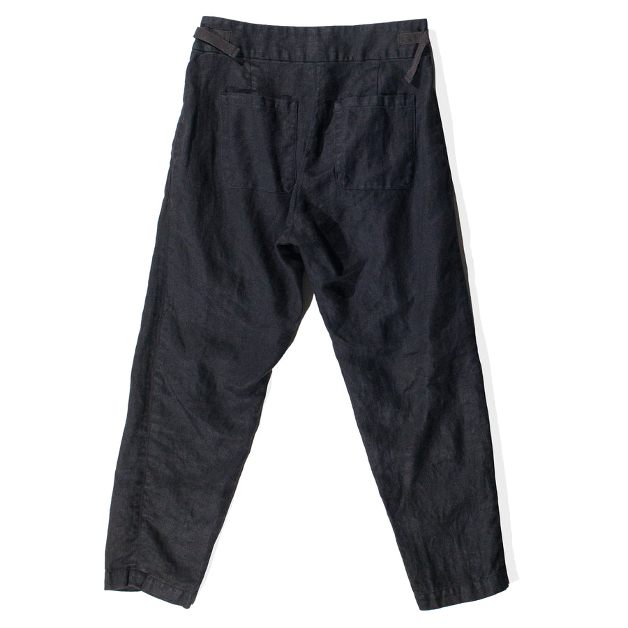 Pas de Calais Linen Twill Tapered Pants in Black