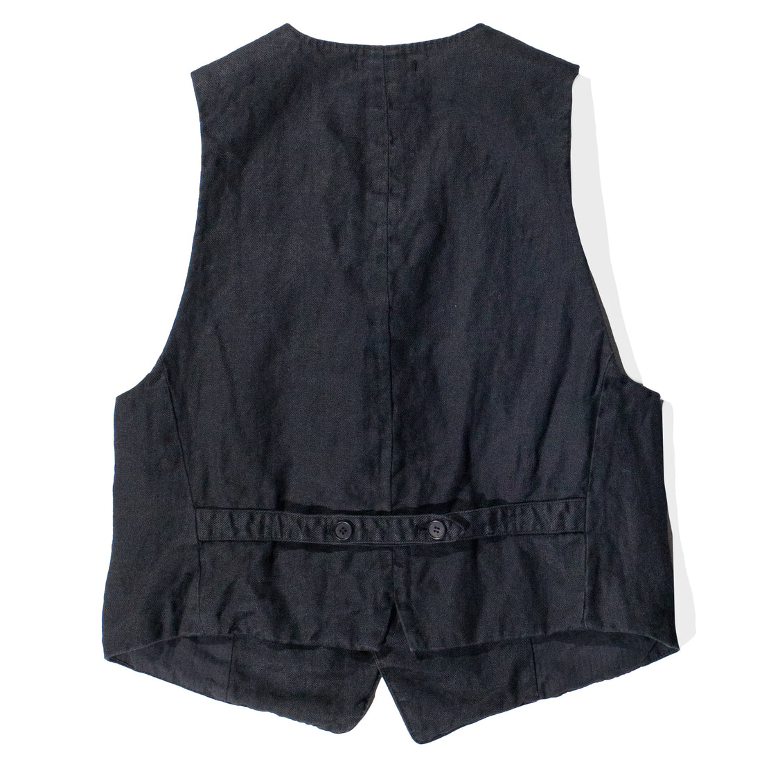 Pas de Calais Linen Twill V-neck Vest in Black