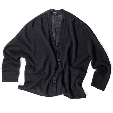 Pas de Calais Normandy Vintage Linen Cardigan in Black