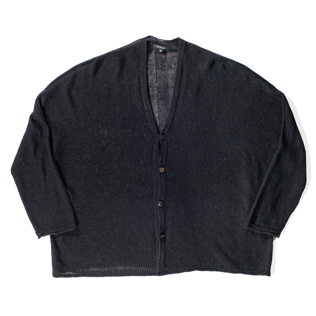 Pas de Calais Normandy Vintage Linen Cardigan in Black